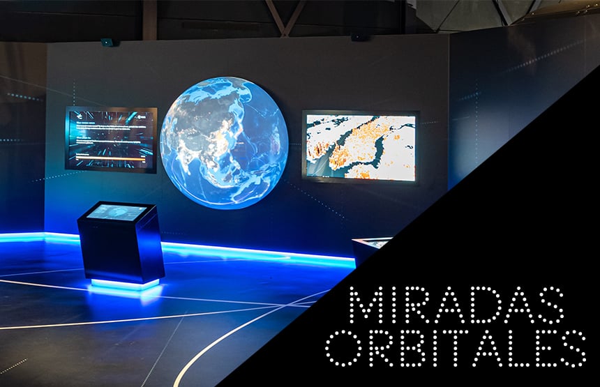 Actividad de la exposición miradas orbitales. el planeta a vista de satélite