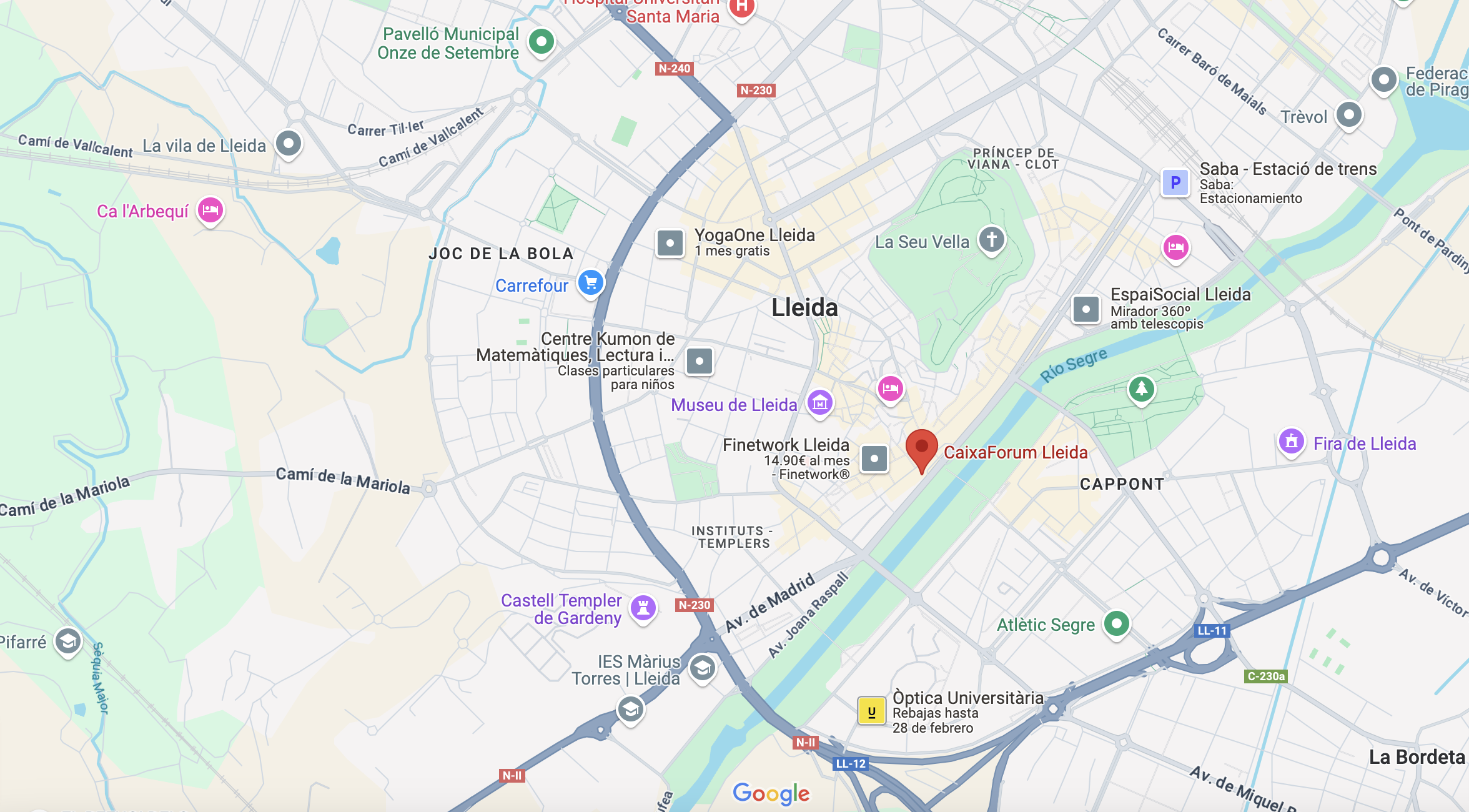 Situació de CaixaForum Lleida al mapa